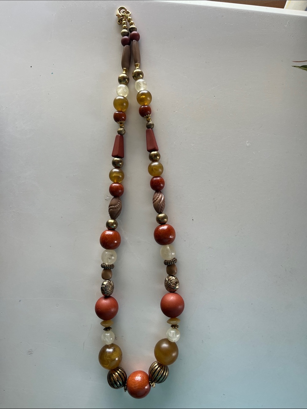 Brown and Amber Beaded Statement Necklace - Women Jewelry
